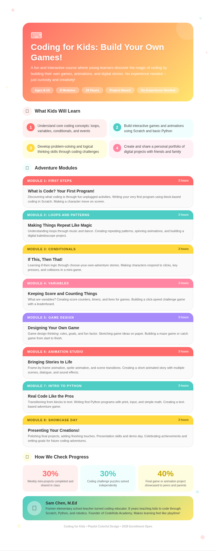 Playful colorful course creator